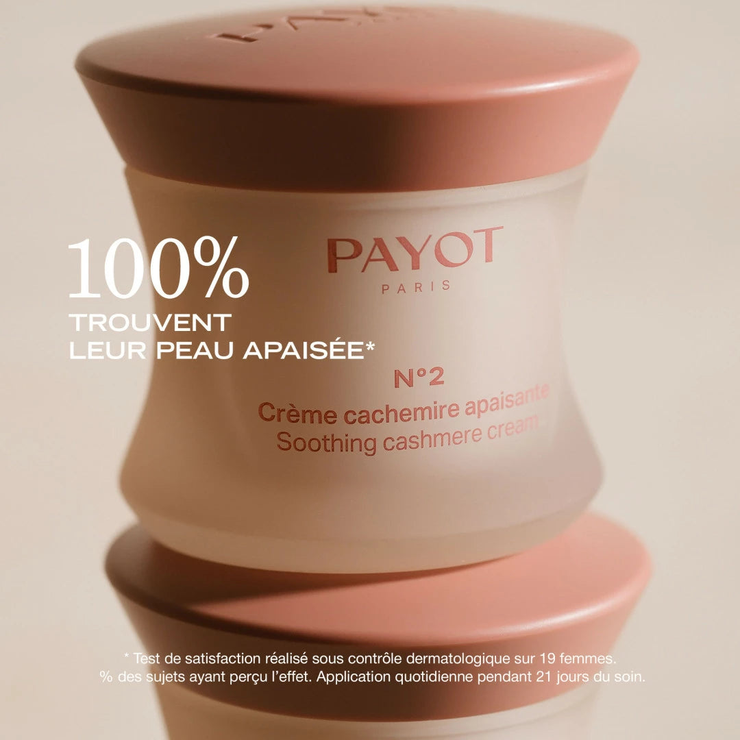 Cachemire Apaisante 50ml N°2 Payot, crème riche qui calme les rougeurs, hydrate intensément et renforce la barrière cutanée des peaux sensibles