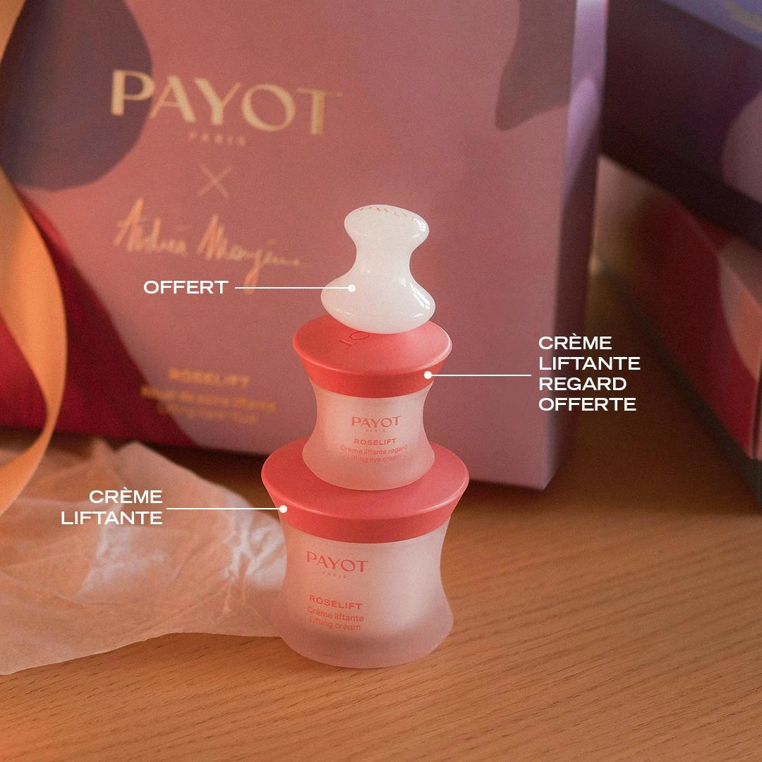 Coffret Roselift Payot, routine anti-âge complète pour lifter, raffermir la peau et redessiner les contours du visage avec éclat et douceur.