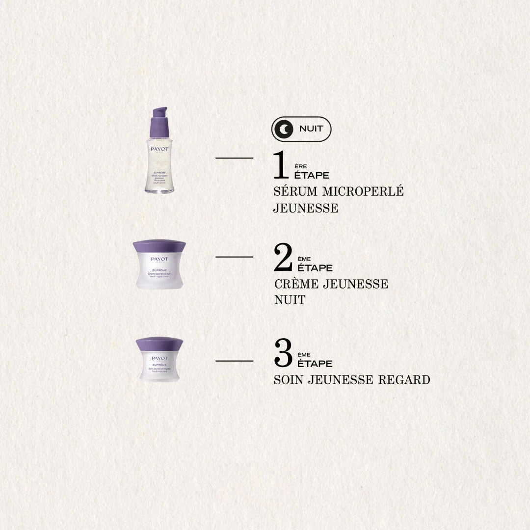 Crème Jeunesse Nuit 50ml Suprême Payot, soin réparateur de nuit pour atténuer les signes de l’âge, nourrir la peau et réveiller l’éclat du matin