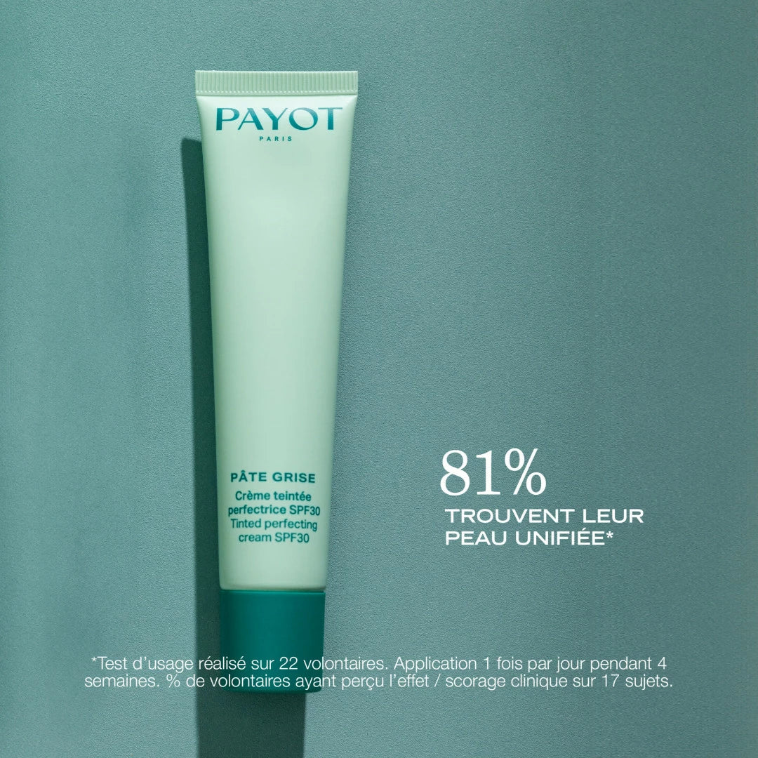 Crème Teintée Perfect SPF30 40ml Pâte Grise Payot, soin correcteur teinté pour camoufler les imperfections, unifier la peau et la protéger du soleil
