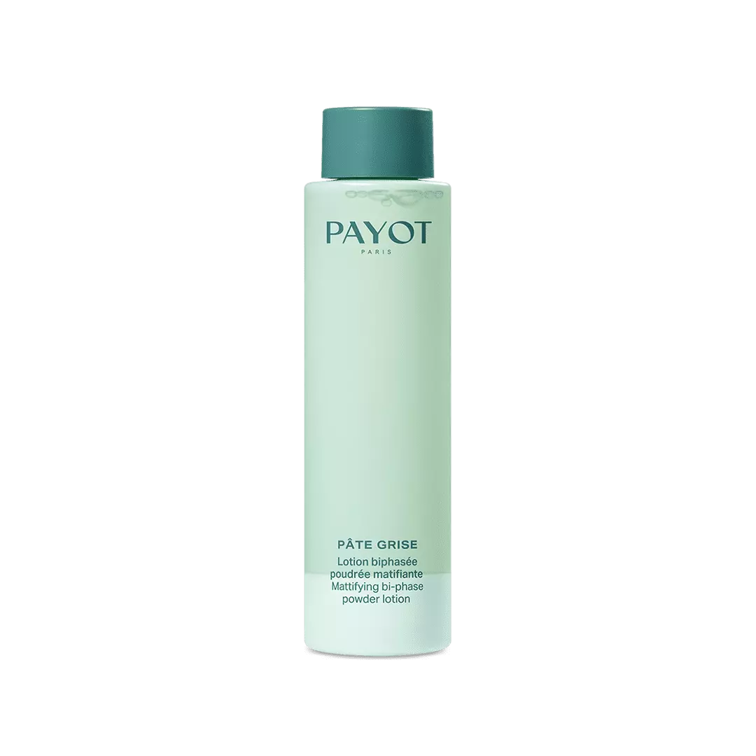 Lotion Bi-Phase Matifiante Pâte Grise Payot, tonique biphasé pour purifier la peau, resserrer les pores et matifier durablement le teint