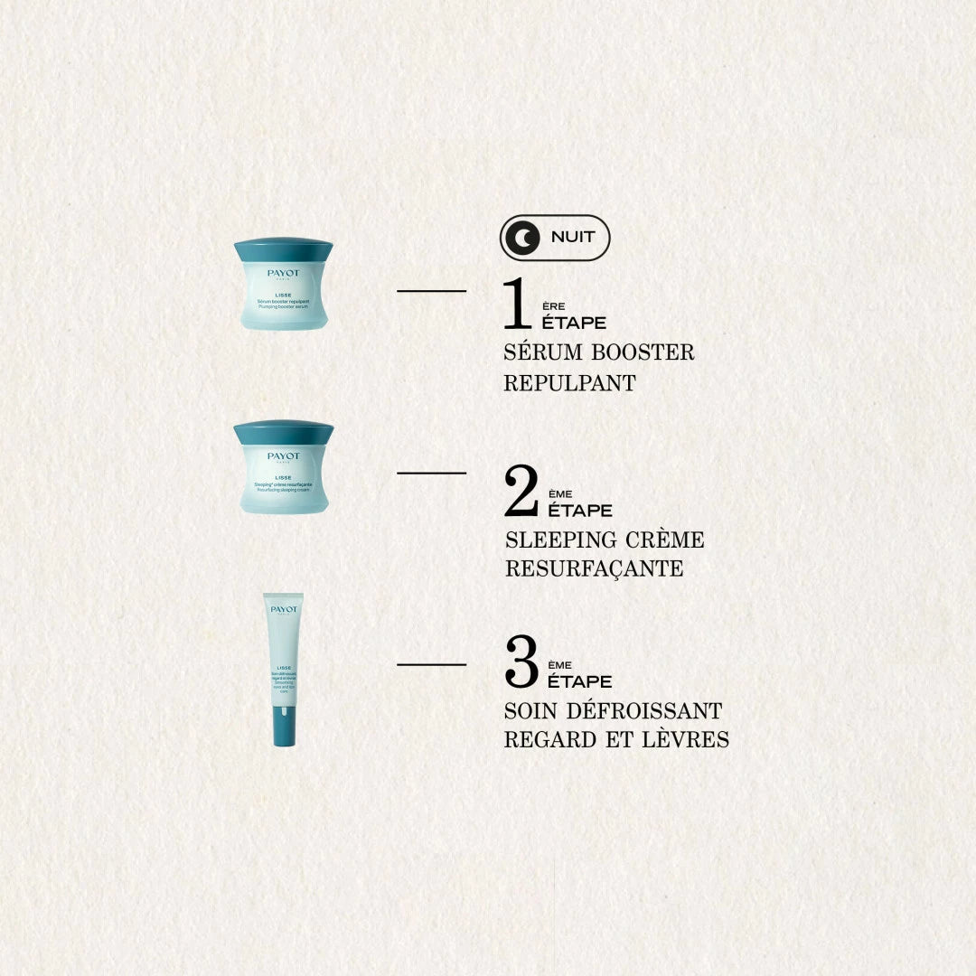 Sleeping Crème Resurfaçante 50ml Lisse Payot, soin de nuit lissant pour renouveler la peau, atténuer les rides et révéler un teint frais au réveil.