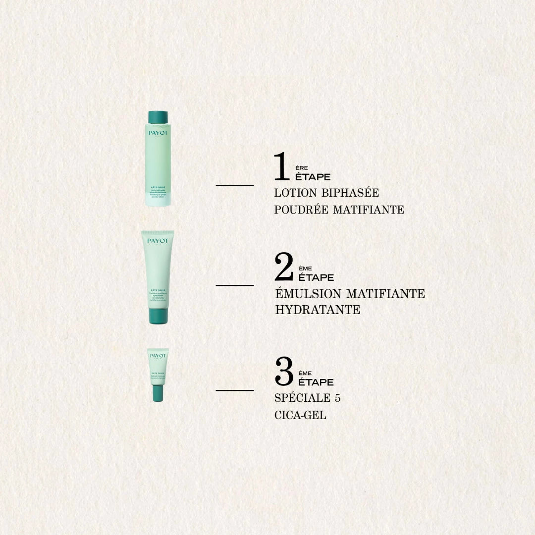 Spéciale 5 Cica Gel 15ml Pâte Grise Payot, soin local purifiant pour assécher les imperfections, apaiser la peau et favoriser la cicatrisation.