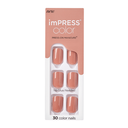 Faux ongles Impress-Kiss Caramel Colors en vente sur Routine Glow Up, teintes chaudes et naturelles, manucure rapide, pose sans colle
