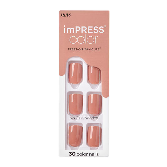 Faux ongles Impress-Kiss Caramel Colors en vente sur Routine Glow Up, teintes chaudes et naturelles, manucure rapide, pose sans colle