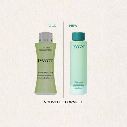 Eau Purifiante Bi-Phasée 200ml Pâte Grise Payot, lotion nettoyante pour purifier la peau, resserrer les pores et réduire les imperfections.