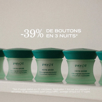 Pâte Originale Stop Bouton 15ml Pâte Grise Payot, soin local asséchant pour éliminer les boutons rapidement, purifier la peau et limiter les marques.