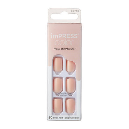Faux ongles Impress-Kiss Peevish Pink sur Routine Glow Up, rose vif audacieux, manucure express, pose facile sans colle