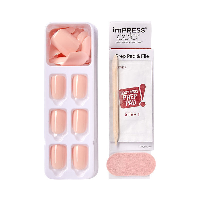 Faux ongles Impress-Kiss Peevish Pink sur Routine Glow Up, rose vif audacieux, manucure express, pose facile sans colle