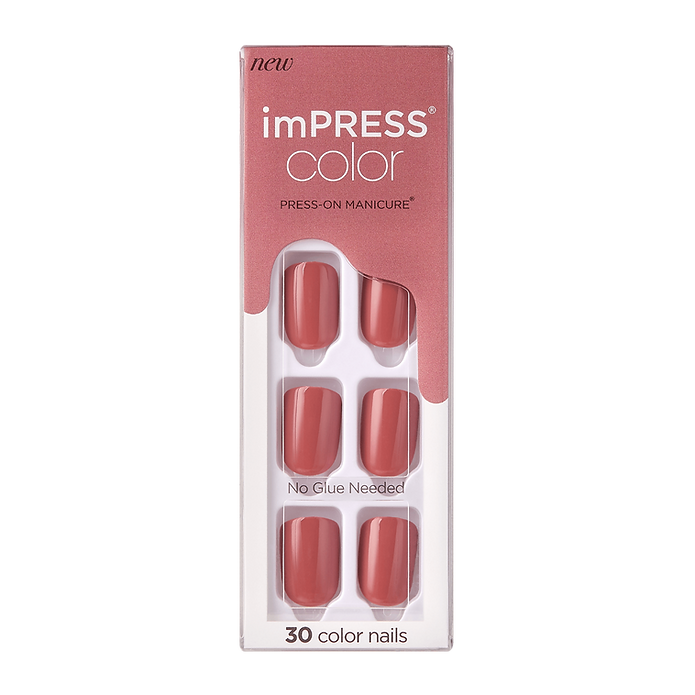 Faux ongles Impress-Kiss Platonic Pink disponibles sur Routine Glow Up, rose tendre et romantique, forme élégante, pose facile sans colle