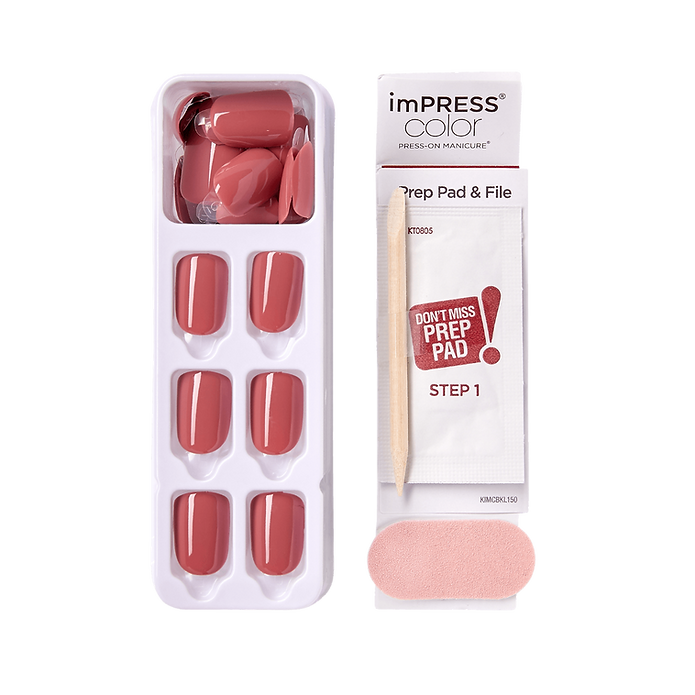 Faux ongles Impress-Kiss Platonic Pink disponibles sur Routine Glow Up, rose tendre et romantique, forme élégante, pose facile sans colle