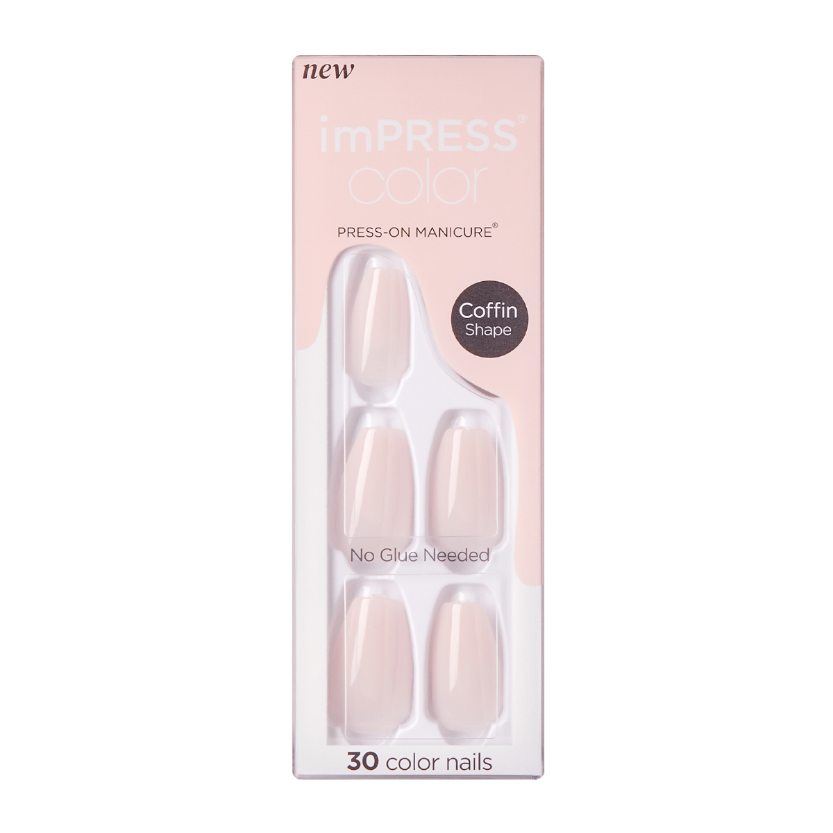 Faux ongles Impress-Kiss Serendipity Coffin disponibles sur Routine Glow Up, look élégant, application facile et tenue longue durée
