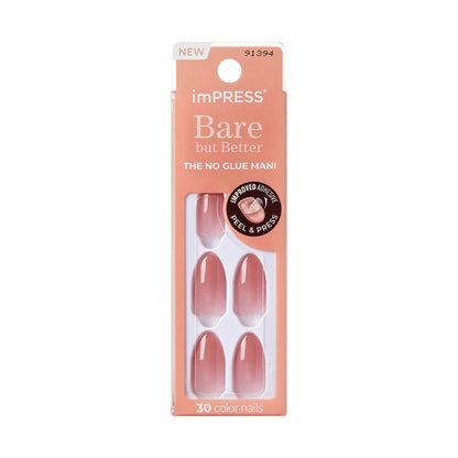 Faux ongles Impress-Kiss Serenity disponibles sur Routine Glow Up, look doux et naturel, forme élégante, manucure rapide sans colle