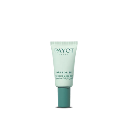 Spéciale 5 Cica Gel 15ml Pâte Grise Payot, soin local purifiant pour assécher les imperfections, apaiser la peau et favoriser la cicatrisation.