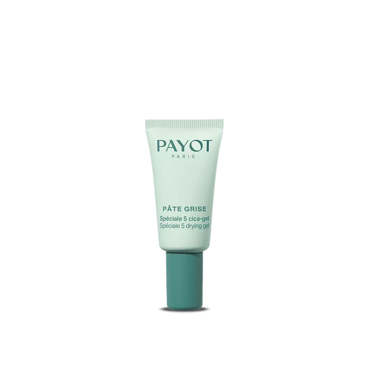 Spéciale 5 Cica Gel 15ml Pâte Grise Payot, soin local purifiant pour assécher les imperfections, apaiser la peau et favoriser la cicatrisation.
