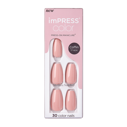 Faux ongles Impress-Kiss Sumptuous Coffin en vente sur Routine Glow Up, effet glamour, application rapide, forme coffin élégante